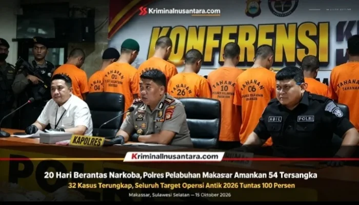 20 Hari Berantas Narkoba: 32 Kasus Terungkap, 54 Tersangka Diamankan  Polres Pelabuhan Makassar Raih Peringkat 2 Polda Sulsel