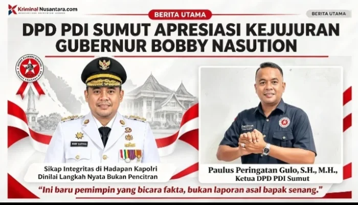 “Bukan Laporan ABS, Tapi Fakta Sebenarnya!” DPD PDI Sumut Apresiasi Kejujuran Gubernur Bobby Nasution di Hadapan Kapolri